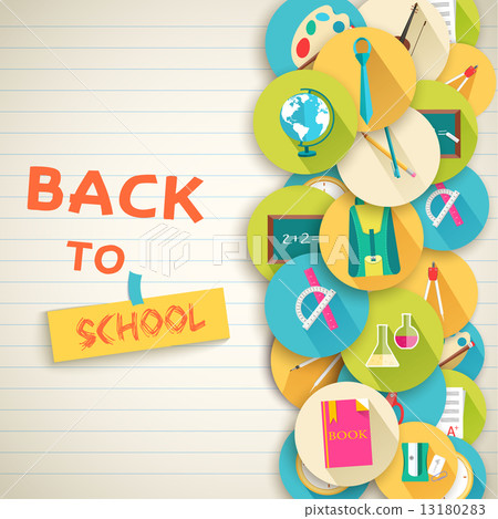 back to school abstract background of flat icons orange concept. 13180283