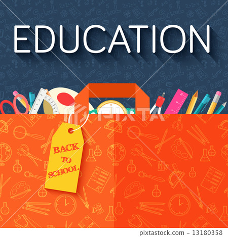 back to school abstract background of flat icons purse in shop c 13180358