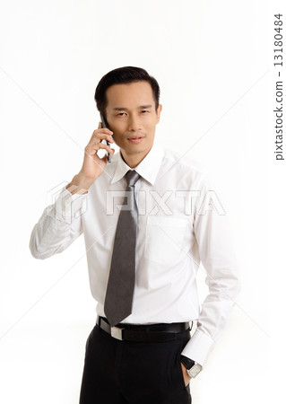 Asian Man in Business Attire on White Background 13180484