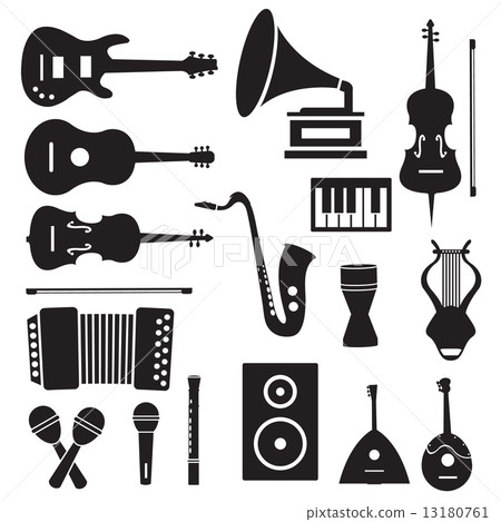 flat music instruments icons pictograms background concept. Vect flat music instruments icons pictograms background concept. Vect 13180761