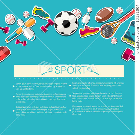 Circular concept of sports equipment sticker background. vector 13181004