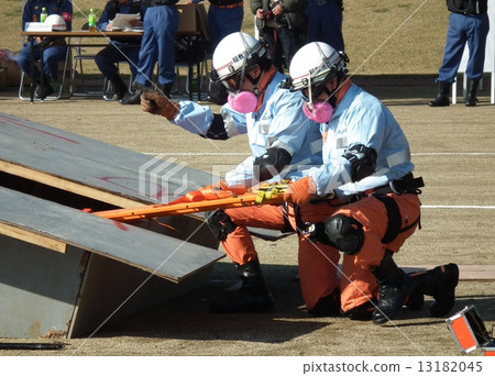 Rescue training by rescue team Rescue training from houses 13182045