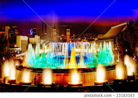 The famous Montjuic Fountain in Barcelona. 13183383