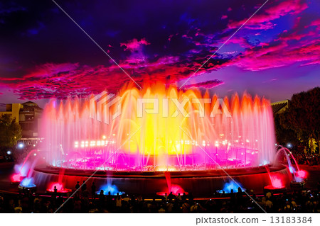 The famous Montjuic Fountain in Barcelona. 13183384