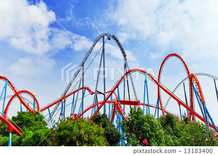 Roller Coaster in amusement park. Roller Coaster in amusement park. 13183400