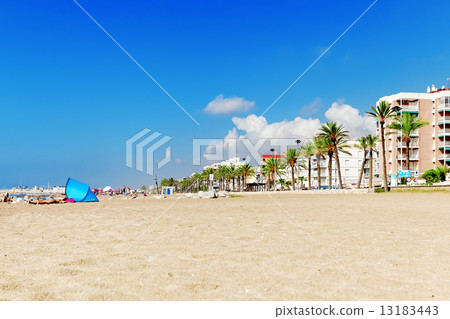 Seafront, beach,coast in Spain. Suburb of Barcelona 13183443