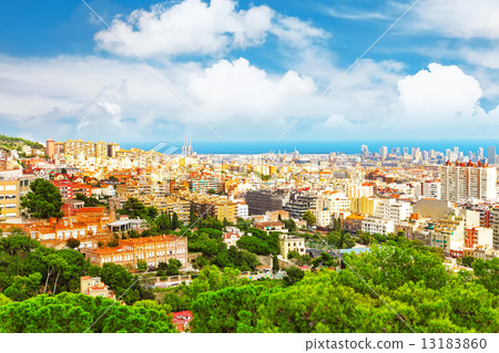 Panorama on Barcelona city from Montjuic castle.Catalonia. Panorama on Barcelona city from Montjuic castle.Catalonia. 13183860