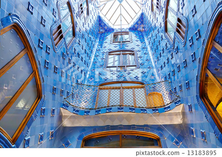 Interior and inner chambers Gaudi's  creation-house Casa Batlo. 13183895