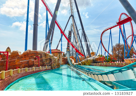 Roller Coaster in amusement park. Roller Coaster in amusement park. 13183927