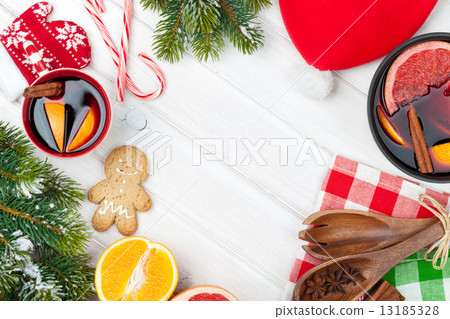Christmas mulled wine and fir tree 13185328