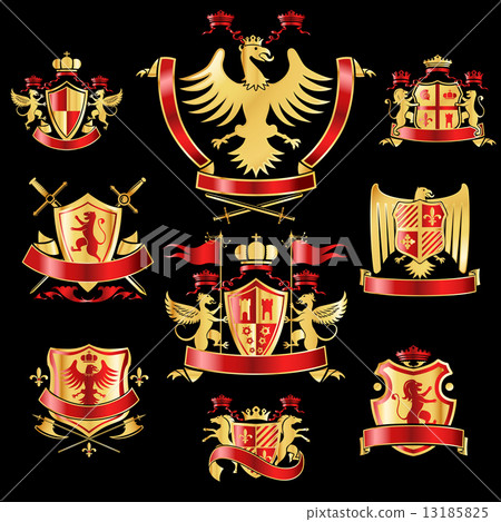 Heraldic labels gold red Heraldic labels gold red 13185825