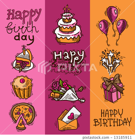 Birthday sketch banner set 13185911