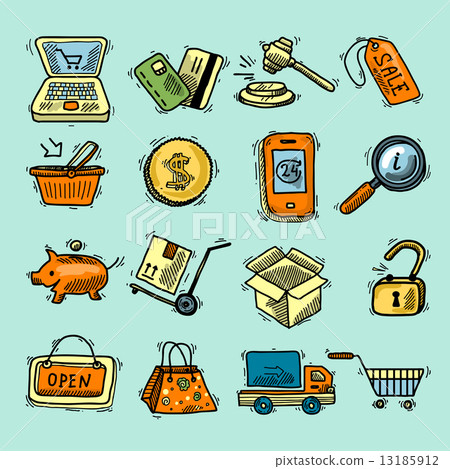 E-commerce color icons set 13185912