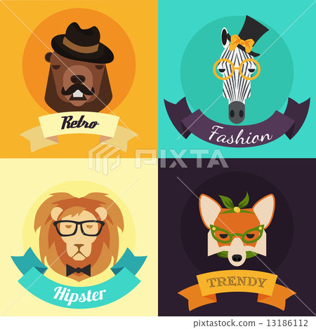 Set of Fashion Hipster Animals  13186112