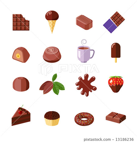 Chocolate icons flat  13186236