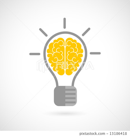 Human brain in lightbulb flat 13186418