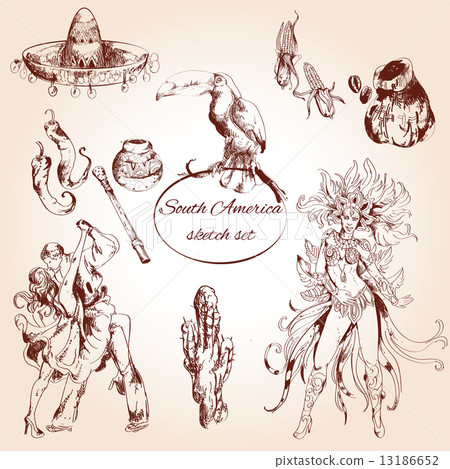 South america sketch set 13186652