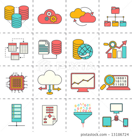 Data analysis flat line icons - Stock Illustration [13186724] - PIXTA