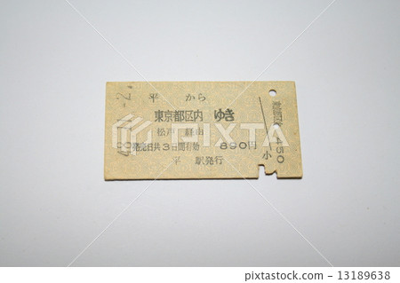 在Jobu換線之前由Hirae Station（現在的Iwaki Station）發行的硬票 13189638