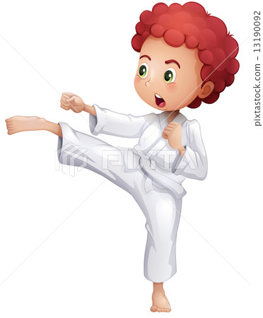 A young man doing karate 13190092