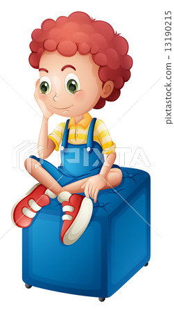 插图素材: a young boy sitting above the blue chair 查看全部