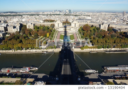 Shadow of the Eiffel Tower in Paris and the Chaillot Palace 13190404