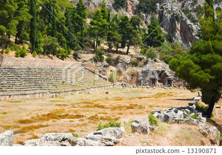 Ruins of stadium in Delphi, Greece 13190871