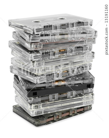 Stack of audio cassettes 13191160