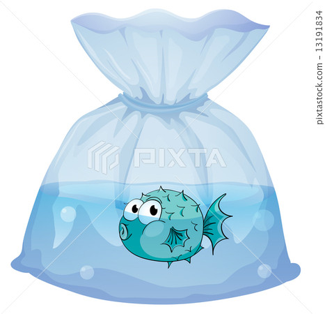A blue fish inside the plastic A blue fish inside the plastic 13191834