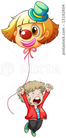 A happy young man holding a clown balloon 13192604