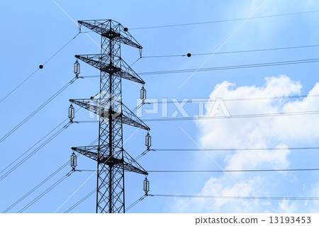 Detail of electricity pylon against Detail of electricity pylon against 13193453