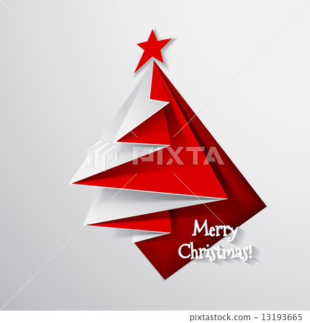 Christmas tree card. Vector origami Christmas tree card. Vector origami 13193665