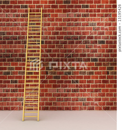 3d illustration of a ladder against near old wall with space for text 3d illustration of a ladder against near old wall with space for text 13195426