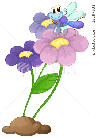 A flowering plant with a dragonfly 13197932