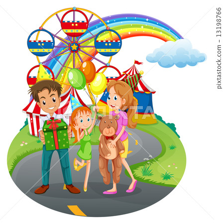 A family at the amusement park 13198766