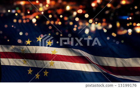 Cape Verde National Flag Light Night Bokeh Abstract Background 13199176