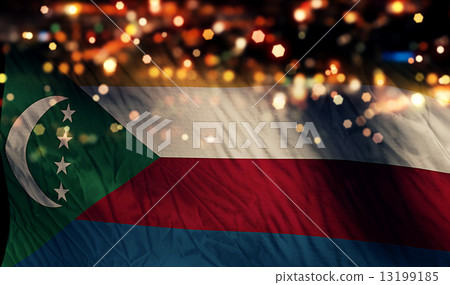 Comoros National Flag Light Night Bokeh Abstract Background Comoros National Flag Light Night Bokeh Abstract Background 13199185