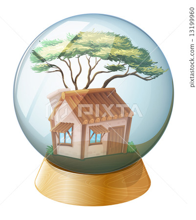A crystal ball decor with a house inside 13199960