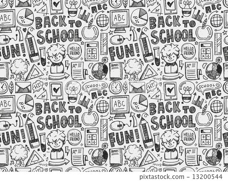 seamless doodle back to school pattern - Stock Illustration [13200544 ...