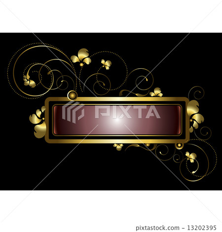 Gold frame decorated with golden curls, beads and petals 13202395