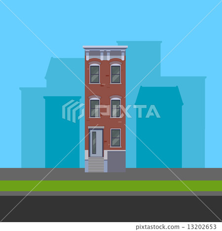 vector illustration of townhouse in flat polygonal style 13202653
