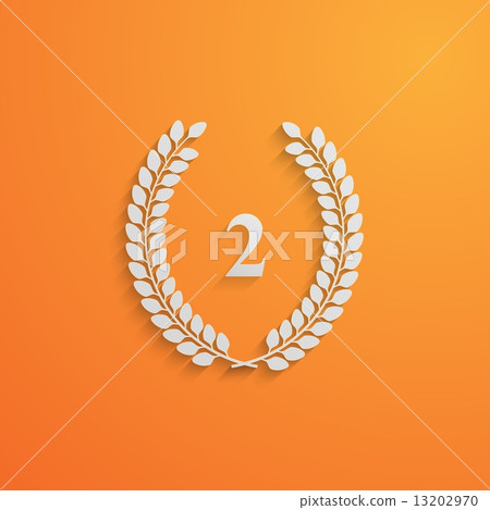vector illustration of laurel wreath.3d paper design with long shadow. 2 place vector illustration of laurel wreath.3d paper design with long shadow. 2 place 13202970