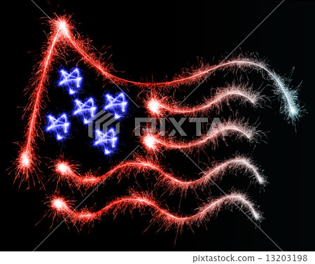 Flag of USA made of sparkles on black 13203198