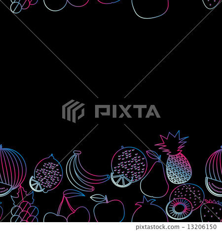 Fruit seamless border pattern. The image of fruits and berries Fruit seamless border pattern. The image of fruits and berries 13206150
