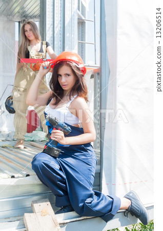 Attractive women on construction site 13206514