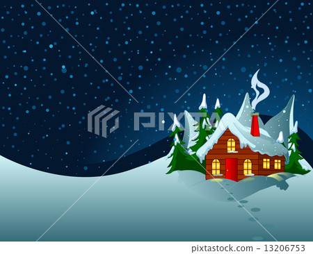 Little house in snowy hills 13206753