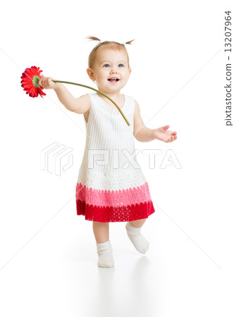 Adorable baby girl with flower isolated Adorable baby girl with flower isolated 13207964