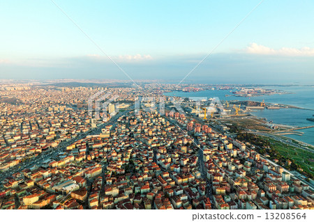 View on Istambul from airplane near Airport. 13208564