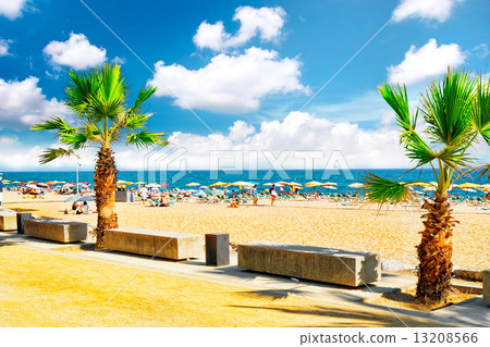 Seafront, beach,coast in Spain. Suburb of Barcelona Seafront, beach,coast in Spain. Suburb of Barcelona 13208566