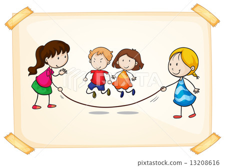 A frame with kids playing 13208616